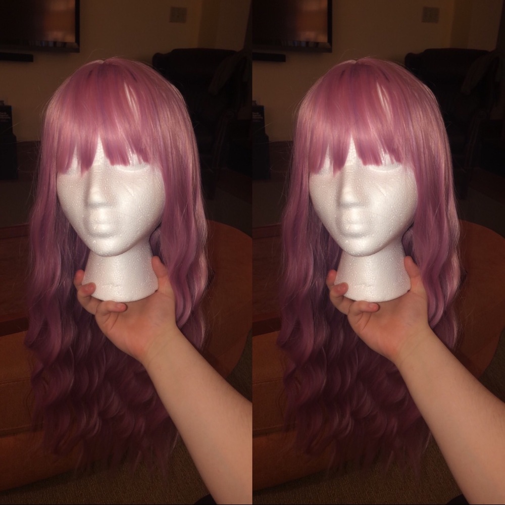 PINK COSPLAY WIG WITH BANGS!!!